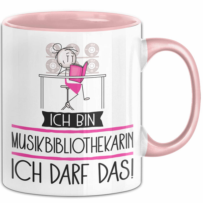 Geschenk für Musikbibliothekarin Tasse Lustige Geschenkidee Geburtstag Ich Bin Musikbibliothekarin Ich Darf Das Rosa Trendation