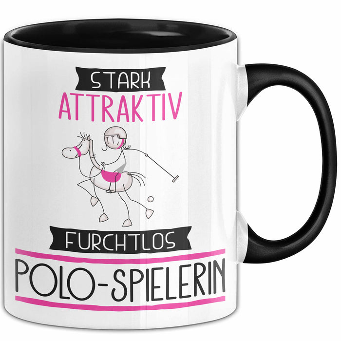 Polo-Spielerin Tasse Geschenk Becher Stark Attraktiv Furchtlos Polo-Spielerin Lustige Geschenkidee Trendation