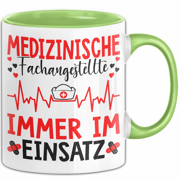 Medizinischer Assistent Arzt Tasse Geschenk Lustige Geschenkidee Spruch Medizinische Fachangestellte Immer Im Einsatz Grün Trendation