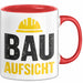 Bauleiter Bauunternehmer Tasse Geschenk Lustige Geschenkidee Spruch Bau Aufsicht Rot Trendation
