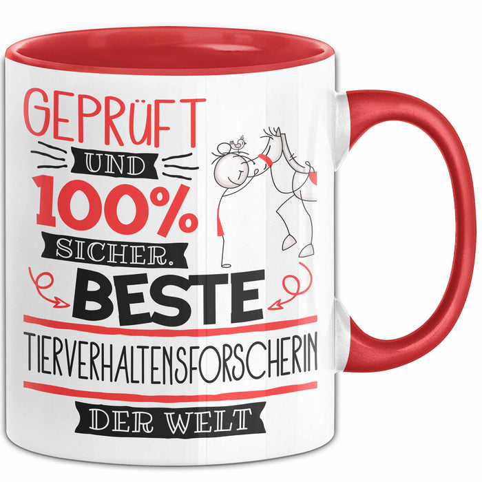 Beste Tierverhaltensforscherin Der Welt Tasse Geschenk für Eine Tierverhaltensforscherin Geprüft Und Sicher Geschenkidee Geburtstag Weihnachten Rot Trendation