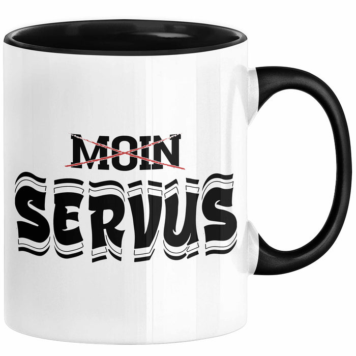 München Servus Tasse Geschenk Heimat Münchener Geschenkidee Kaffee-Becher Bayern Servus Schwarz Trendation