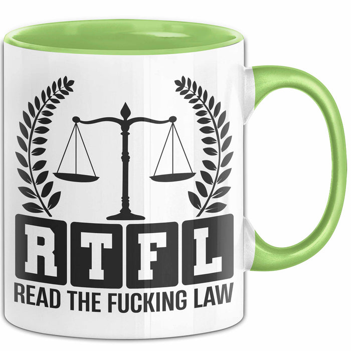 Richter Tasse Geschenk Rtfl Read The Fuc*** Law Jurist Geschenkidee Becher Grün Trendation
