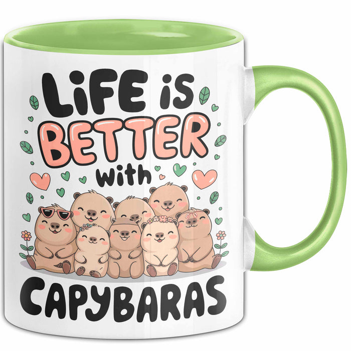 Capybara Tier Tasse Geschenk Lustige Geschenkidee Spruch Life Is Better With Capybaras Grün Trendation