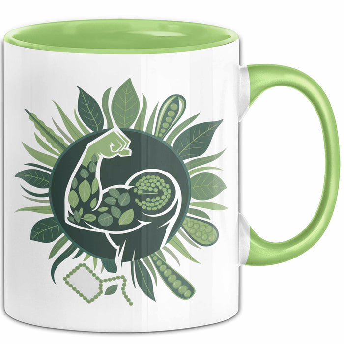 Veganer Bodybuilder Tasse Geschenkidee für Lifter Grün Trendation