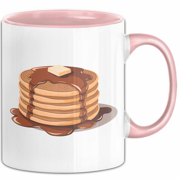 Pfannkuchen Süchtiger Tasse Geschenkidee für Morgen Stapel Rosa Trendation