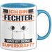 Fechter Tasse Geschenk für Fechter Geburtstag Lustiger Spruch Kaffee-Becher Was Ist Deine Superkraft Blau Trendation