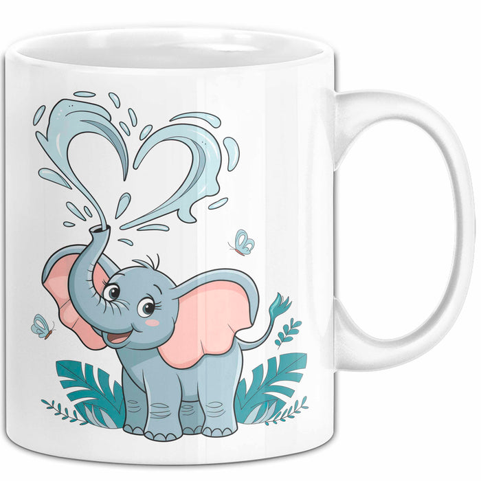 Elefantenliebhaber Tasse Geschenkidee für Wildtier Fans Weiß Trendation