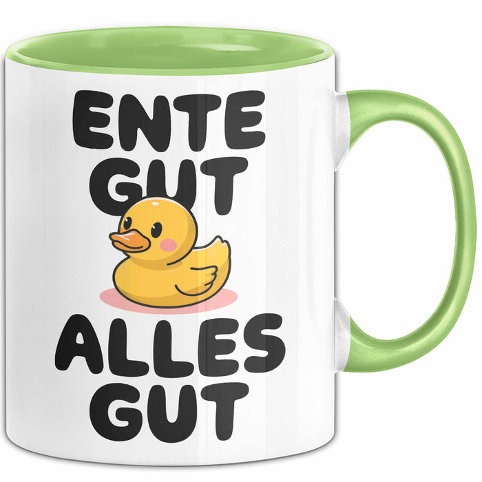 Quietscheente Tier Tasse Geschenk Lustige Geschenkidee Spruch Ente Gut Alles Gut Grün Trendation