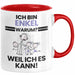 Enkel Geschenk Tasse Lustiger Spruch Ich Bin Enkel Warum Weil Ich Es Kann Geschenkidee Bester Enkel Geburtstag Kaffee-Becher Rot Trendation