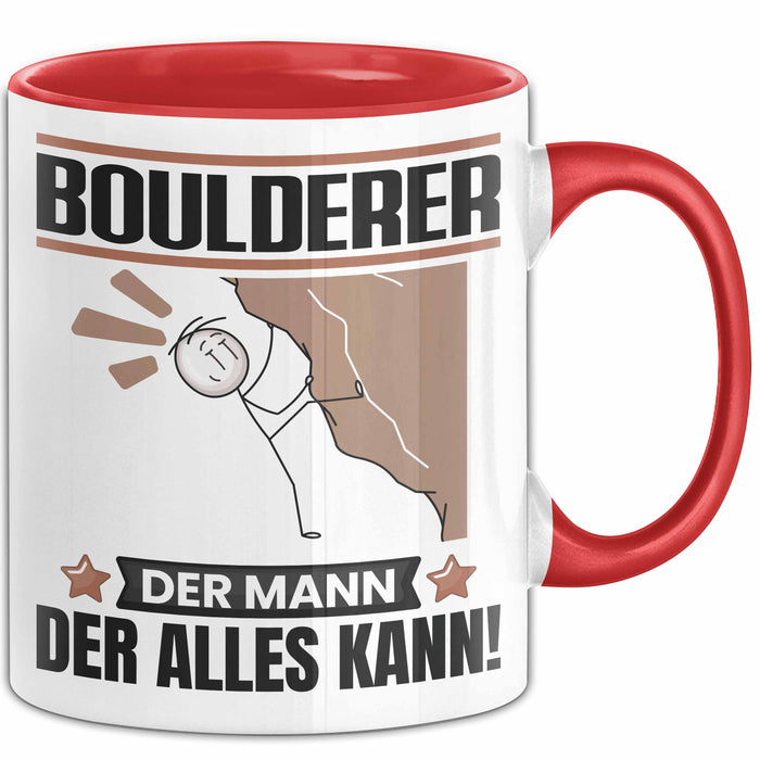 Boulderer Tasse Geschenk für Boulderer Der Mann Der Alles Kann Geschenkidee zum Geburtstag Rot Trendation