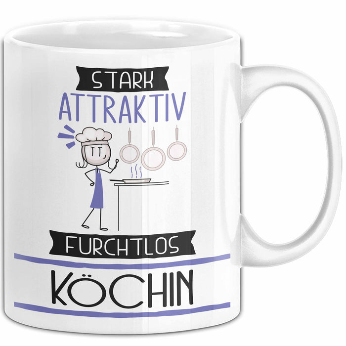 Köchin Tasse Geschenk Becher Stark Attraktiv Furchtlos Köchin Lustige Geschenkidee Weiß Trendation