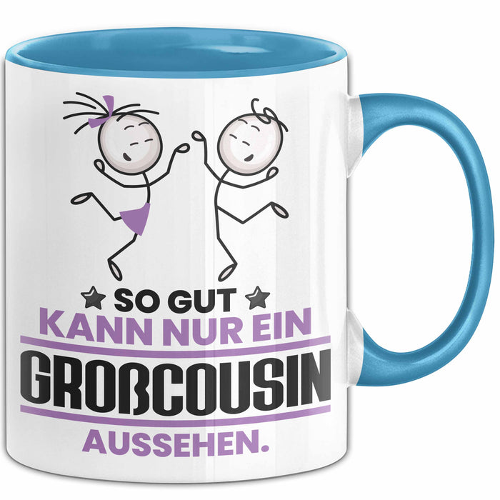 Großcousin Geschenk Tasse So Gut Kann Nur Ein Großcousin Aussehen Geschenkidee Kaffee-Becher Blau Trendation