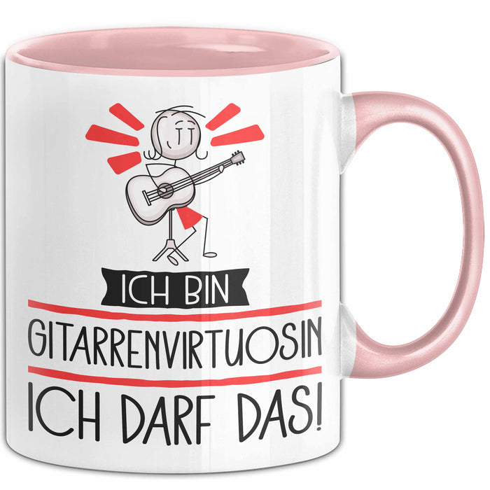 Geschenk für Gitarrenvirtuosin Tasse Lustige Geschenkidee Geburtstag Ich Bin Gitarrenvirtuosin Ich Darf Das Rosa Trendation