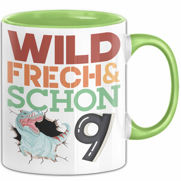 9. Geburtstag Geschenk Tasse Becher Wild Frech Und Schon 9 Grün Trendation
