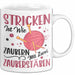 Stricken Stricker Tasse Geschenk Lustige Geschenkidee Spruch Ist Wie Zaubern Mit 2 Zauberstäben Weiß Trendation