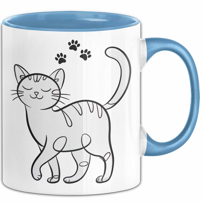 Katzen Tierliebhaber Tasse Geschenk Lustige Geschenkidee Spruch Blau Trendation