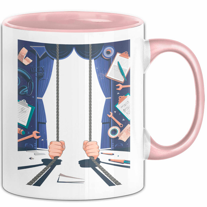 Bühnenarbeiter Tasse Geschenk Lustige Geschenkidee Spruch Für Backstage Crew Rosa Trendation