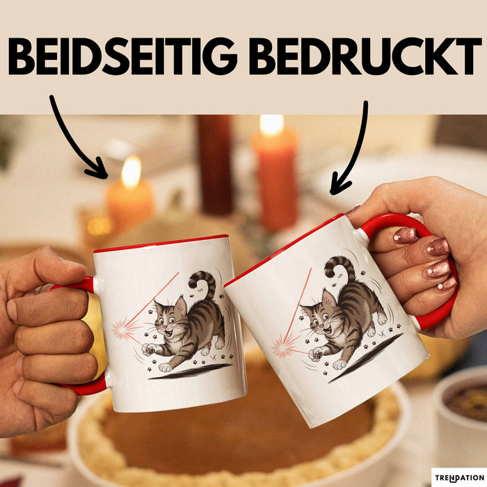 Katzenliebhaber Tasse Geschenkidee für Katzenfreunde Rot Trendation