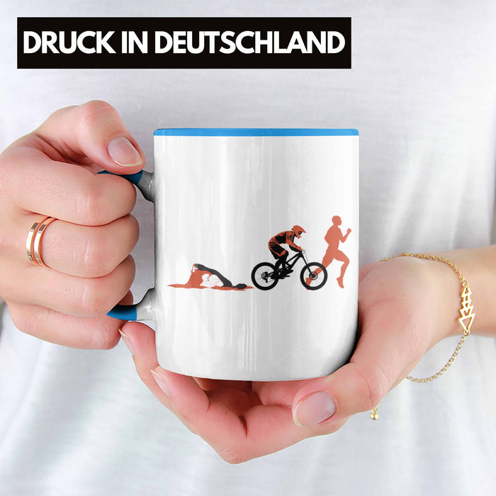 Triathlon Swim Bike Run Triathlet Tasse Geschenk Schwimmen Fahrrad Rennen Blau Trendation