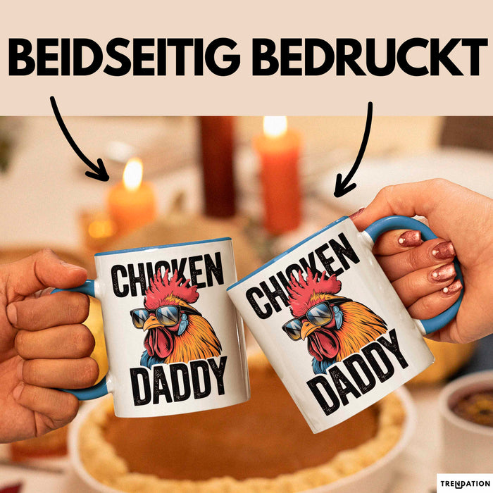 Huhn Tier Bauer Tasse Becher Geschenk Lustige Geschenkidee Spruch Hühnerpapa Blau Trendation