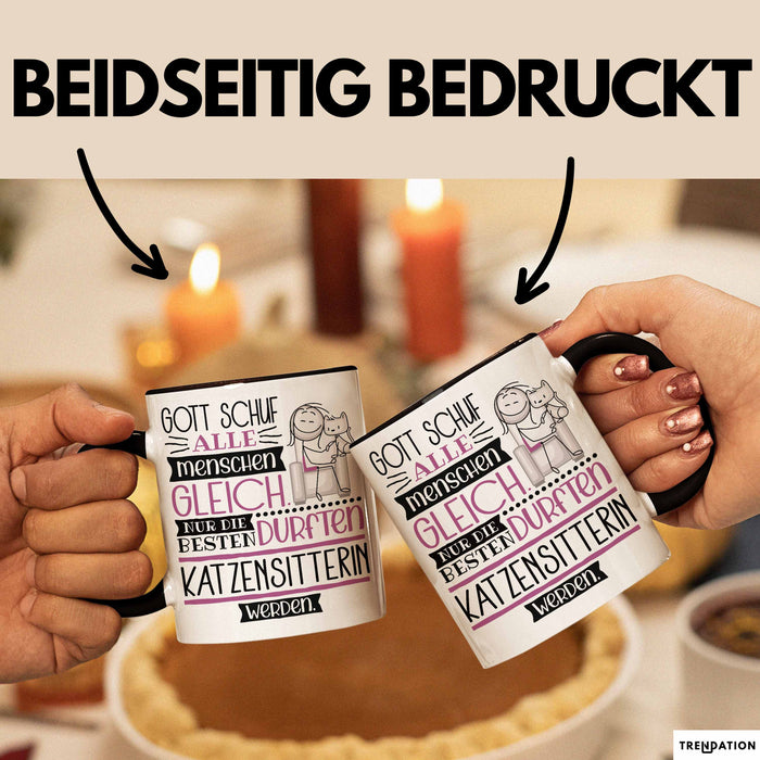 Katzensitterin Geschenk Becher Tasse Gott Schuf Alle Menschen Gleich Nur Die Besten Durfeten Katzensitterin Werden Geschenkidee Lustig Trendation
