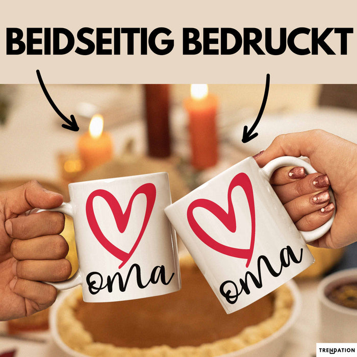 Oma Herz Tasse Geschenk Muttertag Liebevolle Spruchidee Weiß Trendation