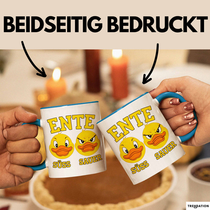 Quietscheente Tier Tasse Geschenk Lustige Geschenkidee Spruch Ente Süss Sauer Blau Trendation