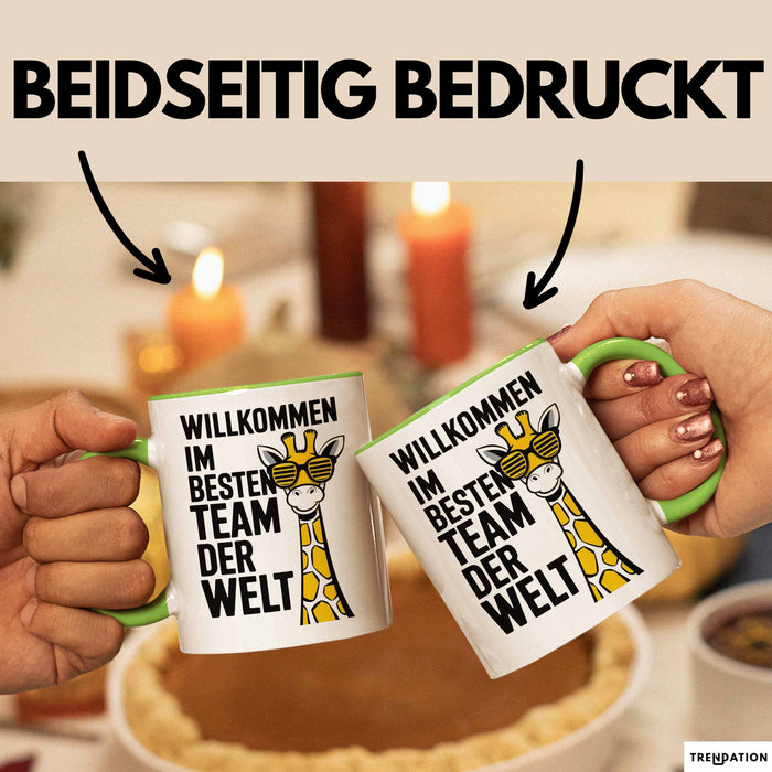 Office Arbeitskollege Tasse Geschenk Lustige Geschenkidee Spruch Willkommen Im Besten Team Der Welt Grün Trendation