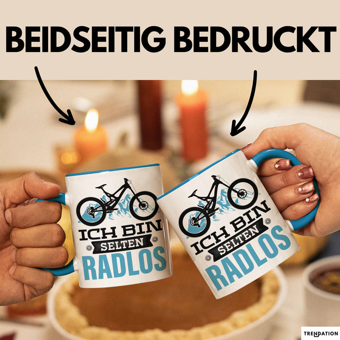 Radfahrer Tasse Geschenk Ich Bin Selten Radlos Fahrrad Spruch Blau Trendation
