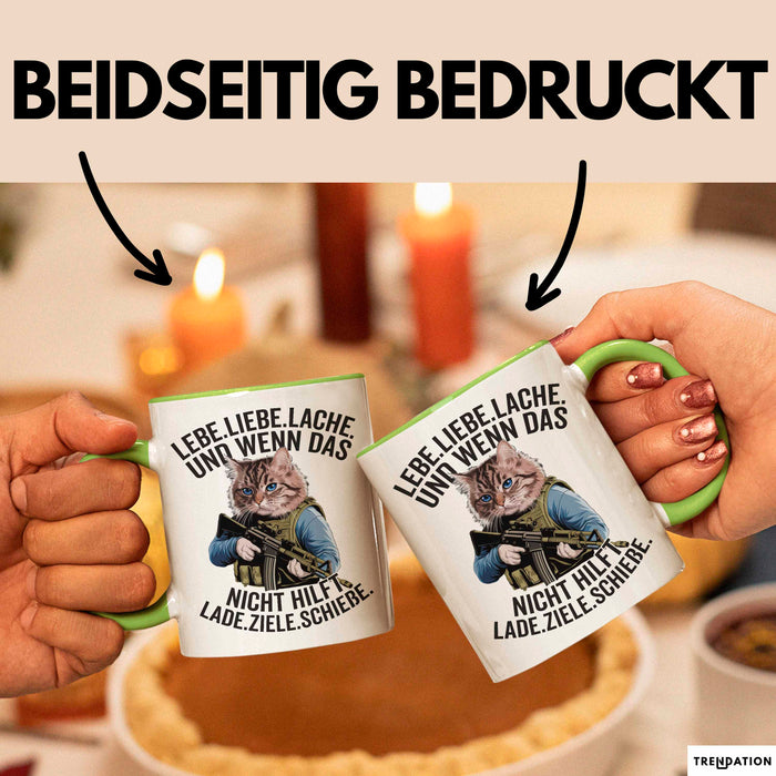 Sarkastische Katze Tasse Geschenk Lustige Geschenkidee Lebe Liebe Lache Grün Trendation