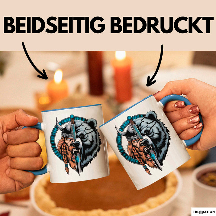 Nordischer Krieger Wikingerbär Tasse Geschenk Lustige Geschenkidee Spruch Blau Trendation