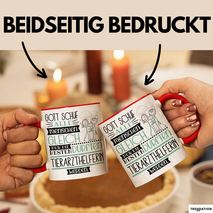 Tierarzthelferin Geschenk Becher Tasse Gott Schuf Alle Menschen Gleich Nur Die Besten Durfeten Tierarzthelferin Werden Geschenkidee Lustig Rot Trendation