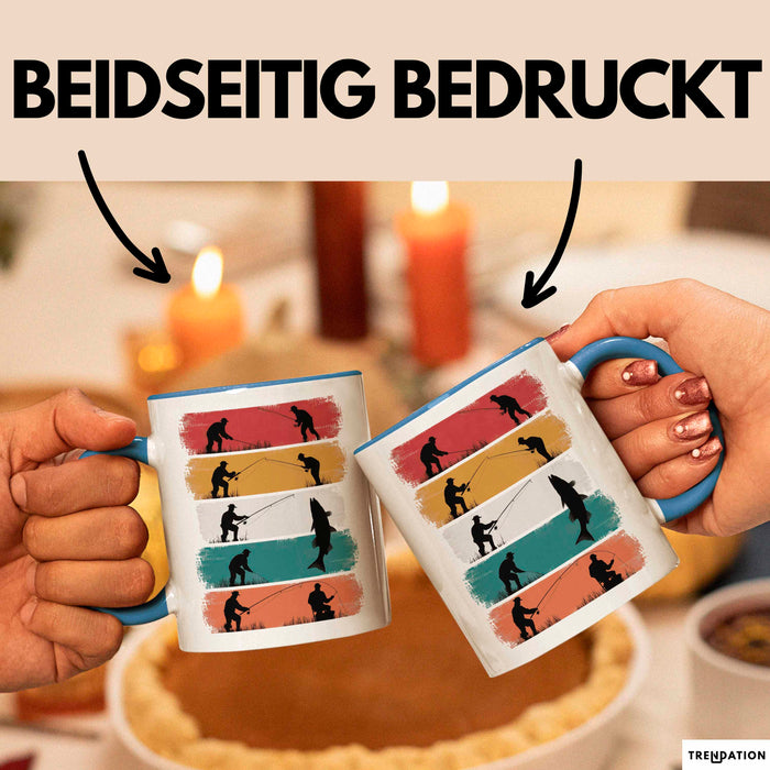Angelliebhaber Fischer Retro Tasse Geschenk Lustige Geschenkidee Spruch Blau Trendation