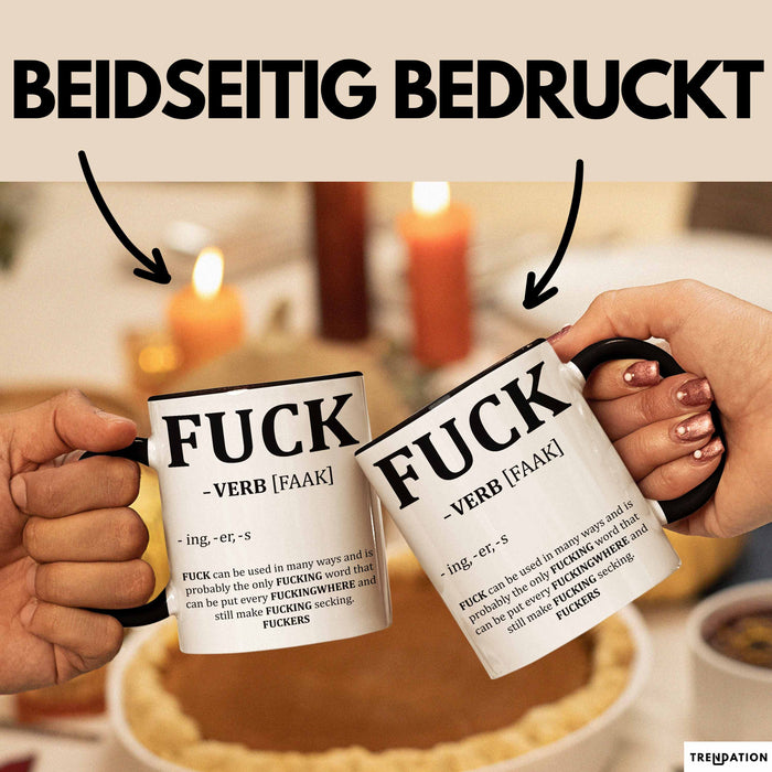 F*** Tasse Geschenk Schimpfwort 18+ Geschenkidee Männer Frauen Arbeitskollege Geschenkidee Kaffee-Becher Schwarz Trendation