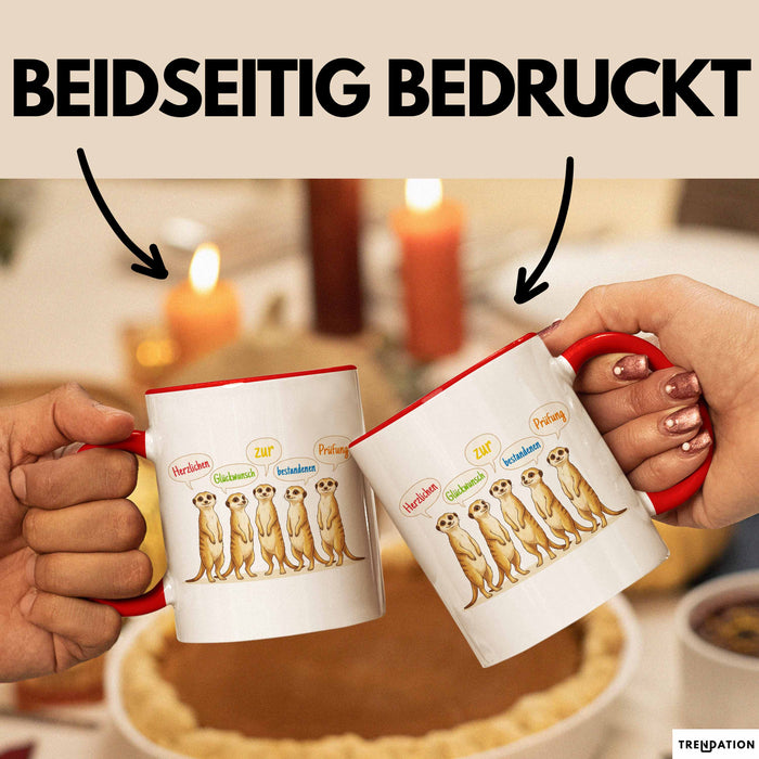 Schüler Abschluss Tasse Geschenk Lustige Geschenkidee Spruch Herzlichen Glückwunsch Zur Bestandenen Prüfung Rot Trendation