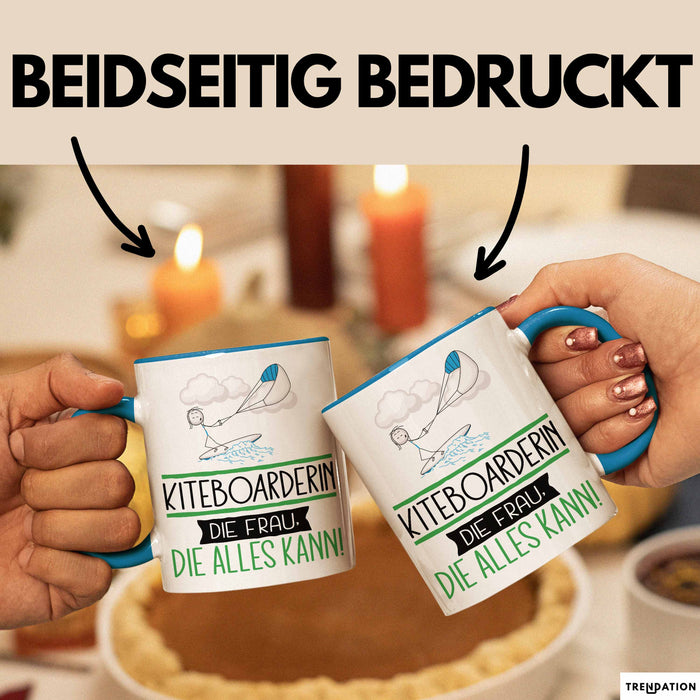 Kiteboarderin Geschenk Tasse Becher Die Frau Die Allen Kann Geschenkidee für eine Kiteboarderin Lustig Blau Trendation