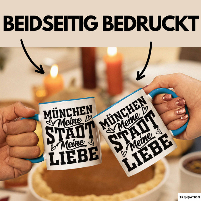München Tasse Geschenk Heimat Münchener Geschenkidee Kaffee-Becher Bayern Meine Stadt Meine Liebe Blau Trendation