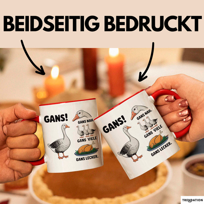 Gans Tier Gänse Bauer Tasse Becher Geschenk Lustige Geschenkidee Spruch Gänsearten Rot Trendation