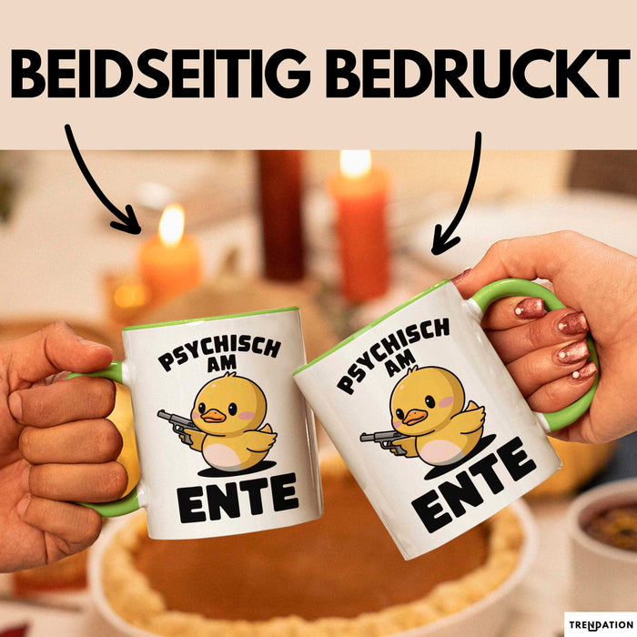 Quietscheente Tier Tasse Geschenk Lustige Geschenkidee Spruch Psychisch Am Ente Grün Trendation