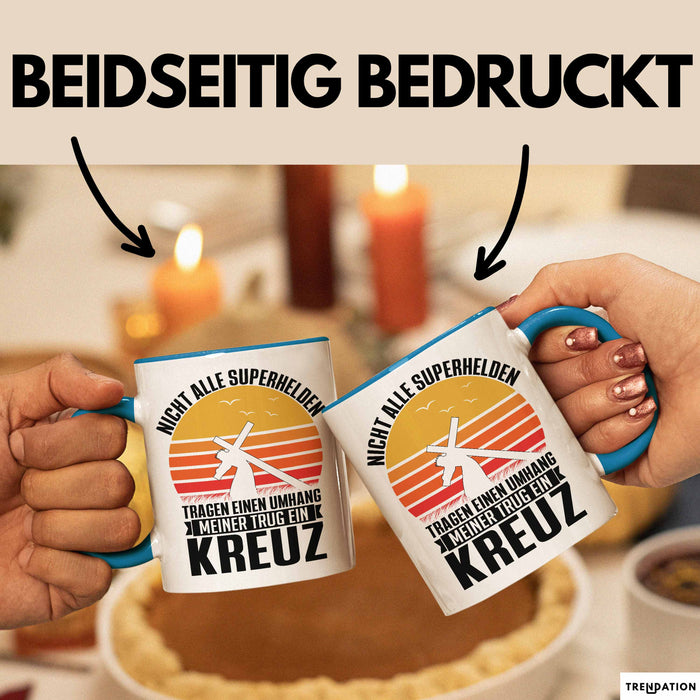 Christen Tasse Geschenk Christlich Glauben Kirche Geschenkidee Für Jesus-Fans Superhelden Meiner Trug Ein Kreuz Blau Trendation
