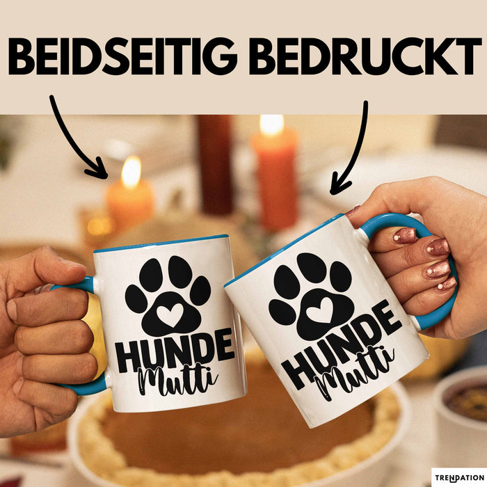 Hundemama Tasse Geschenk Hunde-Mutti Geschenkidee Hundeliebhaberin Kaffee-Becher Blau Trendation
