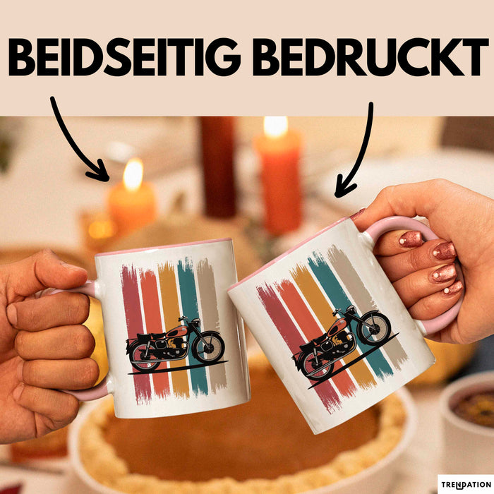 Retro Motorrad Tasse Geschenk Lustige Geschenkidee Spruch Rosa Trendation