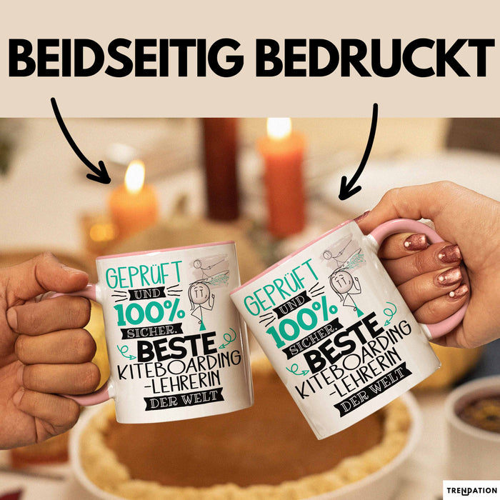 Beste Kiteboarding-Lehrerin Der Welt Tasse Geschenk für Eine Kiteboarding-Lehrerin Geprüft Und Sicher Geschenkidee Geburtstag Weihnachten Rosa Trendation