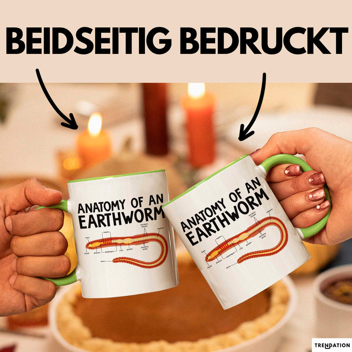 Regenwurm Tasse Geschenk Lustige Geschenkidee Spruch Anatomie Eines Regenwurms Grün Trendation