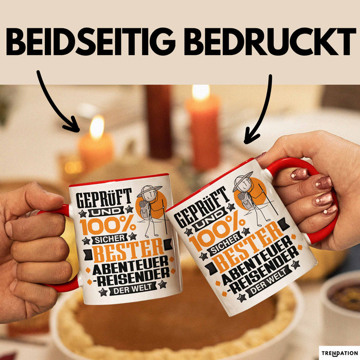 Abenteurreisender Geschenk Lustiger Spruch für Abenteurreisender Geschenkidee Bester Abenteurreisender Der Welt Rot Trendation