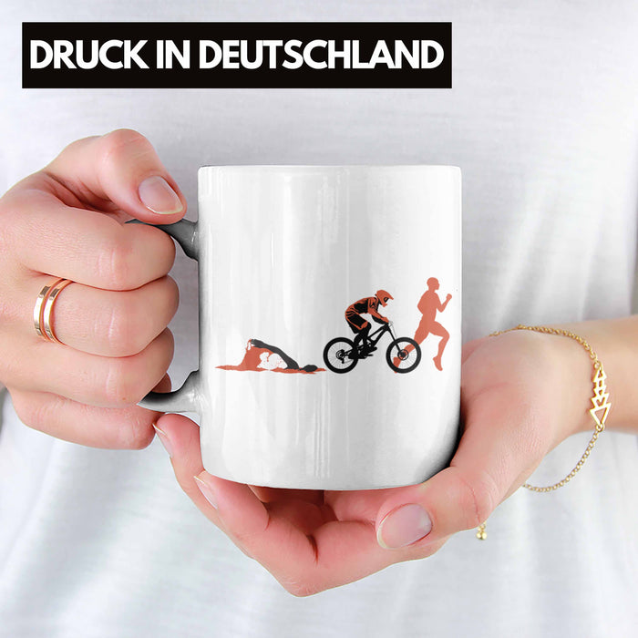 Triathlon Swim Bike Run Triathlet Tasse Geschenk Schwimmen Fahrrad Rennen Weiß Trendation