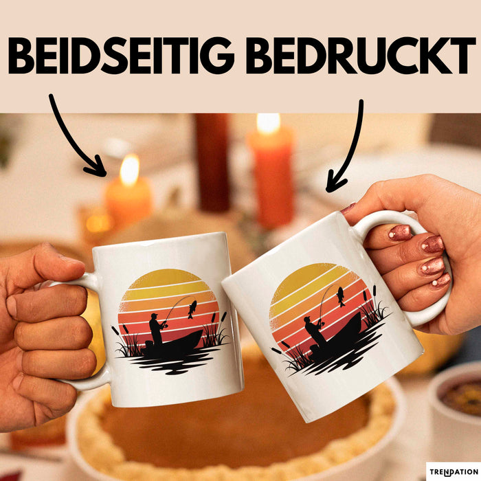Angelliebhaber Fischer Retro Tasse Geschenk Lustige Geschenkidee Spruch Weiß Trendation