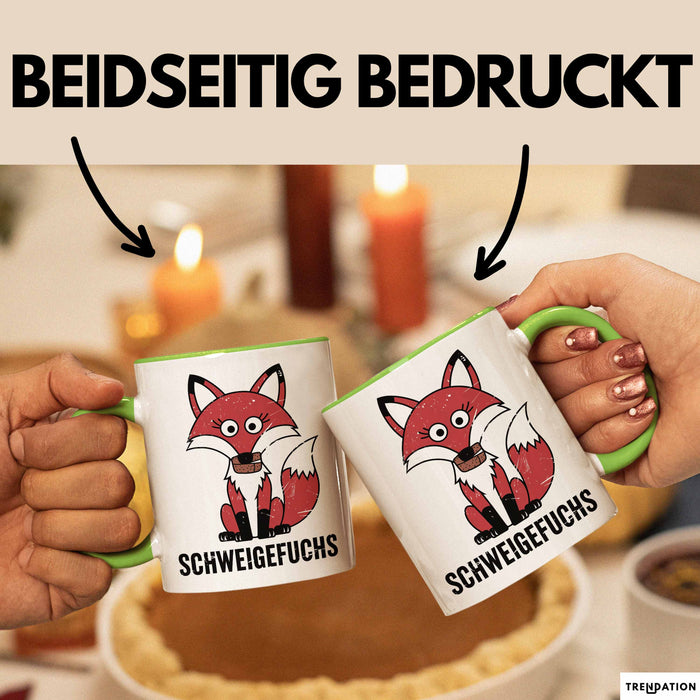 Kindergartenlehrer Wertschätzung Tasse Geschenk Lustige Geschenkidee Spruch Schweigefuchs Grün Trendation