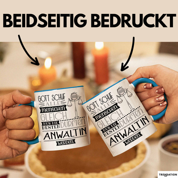 Anwältin Geschenk Becher Tasse Gott Schuf Alle Menschen Gleich Nur Die Besten Durfeten Anwältin Werden Geschenkidee Lustig Blau Trendation
